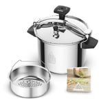 SEB Authentique Cocotte-minute inox, Autocuiseur 9 L, Induction, S�curit� 5 p...