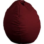 Pouf poire xl d'intérieur en tissu effet lin - 110x120 cm - Prune