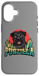 Coque pour iPhone 16 Retro Pug Pugzilla Funny Dog Lover Japanese Movie Poster