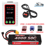 Venom RC Car LiPo Battery 11.1v 3S 4000mAh XT60 DEANS EC3 TRAXXAS & LiPo Charger