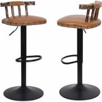 Unho - Lot de 2 Tabouret de Bar Industriel Chaise de Bar Haute Réglable Cuisine en Cuir pu Tabouret Haut Vintage - Cari Jaune