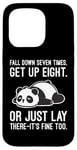 Coque pour iPhone 15 Pro Fall Down Seven Times, Get Up Eight - Humour amusant Lazy Panda