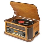 Fenton Memphis skivspelare - Bluetooth, DAB & FM, CD, kassett och mp3-spelare - Brun, Skivspelare, CD, Kassett med BT