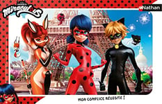 Nathan - Puzzle Enfant - Cadre 15 pièces - Ladybug, Chat Noir et Rena Rouge - Miraculous - Fille ou garçon dès 3 ans - Puzzle de qualité supérieure - Carton épais et résistant - Super Héros - 86173