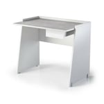 Bureau Calendula, Bureau moderne avec tiroir, Table d'étude ou de bureau, Porte-livre PC, 90x60h80 cm, Blanc et Ciment