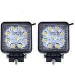 Planet Shop - 2x Spotlight 27W Square Led Work Light 9 Led 3W Depth Auto Boat