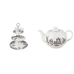 V&A Alice in Wonderland 3-Tier Cake Stand & V&A Alice in Wonderland Mini Teapot, 450ml (16 fl oz)