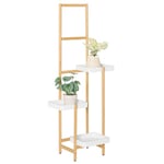 SoBuy Étagère à Fleurs Support de Pots de Fleurs Porte Plante en Bambou à 5 niveaux Présentoire de Jardin pour Intérieur et Extérieur, L31cm x P27cm x H130 cm, STR13-WN