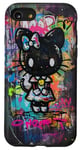 Coque pour iPhone SE (2020) / 7 / 8 Graffiti gothique noir Kitty Hello Halloween Print