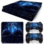 Kit De Autocollants Skin Decal Pour Ps4 Slim Game Console Whole Body Wood Grain Leopard Blue And White Porcelain Series,T1tn-Ps4slim-7018