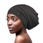 FocusCare Bonnet de sommeil souple doublé de satin pour femme, gris, taille unique