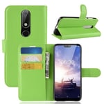 Nokia 6.1 Plus (X6)      Pu Wallet Case    [Green]