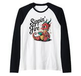 Sippin’ Fire Cute Dragon Tea Lover Raglan Baseball Tee