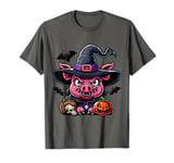 Scary Halloween Pig Witch Hat Costume Spooky Season T-Shirt