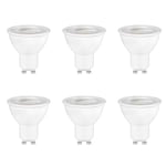 Lot de 6 Ampoule LED GU10 Spot, 5W Équivalent Halogene 50W, 500 Lumens, Blanc Chaud 2700K, AC 220-240V, MR16 LED Spot, 120° Larges Faisceaux, Non-Dimmable, Économie d'Énergie à