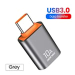 Adaptateur Otg Usb 3.0 Vers Type C,Adaptateur Usb Femelle Vers Type C Mâle,Adaptateur De Charge Rapide Otg Usb C Pour Xiaomi,Samsung,Ordinateur Portable,Pc,10a - Type Graya