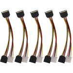 Tlily - 5Pcs sata 15 Broches Mâle Vers 4 Broches ide + Câble Adaptateur sata