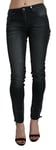 ACHT Jean Coton Noir Délavé Taille Basse Jeans Skinny Pantalon S.W27