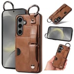 Samsung Galaxy S24      Hand Strap PU Card Case    Brown