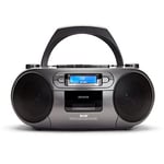 Aiwa BBTC-660DAB/MG: Radio Cassette Portable avec CD, Bluetooth et USB, enregistreur de Cassettes, RDS, FM PLL, Dab+, télécommande, Couleur Metal Grey.