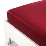 Caleffi Autres - Drap de lit Bas Satin Uni Bordeaux