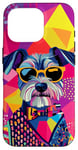 Coque pour iPhone 16 Pro Figurine schnauzer miniature tendance et colorée Pop Art