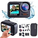 GoXtreme Black Manta Waterproof Action Cam up to 5K in ProKIT Case: All-in-One Complete Solution Including Hard Case, External Microphone + Remote Control, Two Batteries, Charger and Holders