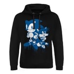 Hybris Sonic and Tails Sprayed Epic Hoodie Herr (Black,XXL)