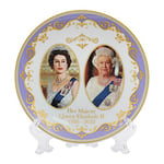 The Leonardo Collection Her Majesty Queen Elizabeth II Commemorative Plate with Stand Souvenir Memorabilia, White, Diameter 15cm