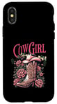 Coque pour iPhone X/XS Bottes et fleurs de cowgirl roses