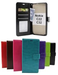 Crazy Horse Wallet Nokia C22 / C32 (Svart)