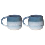 Sass & Belle Mojave Glaze Espresso Coffee Mug Set of 2 Blue Cup Drinks 160ml New