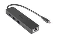 i-Tec USB C Slim 3-port HUB with Gigabit Ethernet adapter - hub - 3 porte