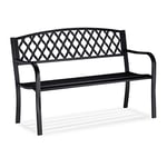 Relaxdays Jardin, Banc extérieur, Balcon, 2 Places, Fer, tressé, Fonte, Acier 86,5x127,5x58,5 cm, Noir