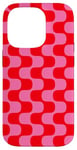 Coque pour iPhone 14 Pro Simple Groovy style rétro rayures roses et rouges ondulées