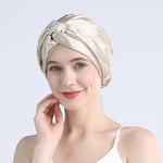 (ilmainen koko khaki) 100 Mulberry Silk Turban Bonnets Naisten Kierretty Sleeping Night Cap 19 Momme Pure Silk Hair Wrap Lippis Curly Ladies Päähine