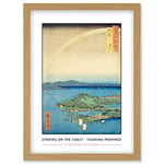 Wee Blue Coo A Fine Evening on the Coast, Tsushima Province Tsushima Province Utagawa Hiroshige Japanese Woodblock Classic Collection Artwork Framed Wall Art Print A4