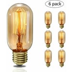 Lucky-88 - Lot de 6 Ampoules à Incandescence 40W Vintage Edison Lumiere Blanc Chaud E27 T45 220V