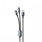 Dudao 2in1 USB-kabel för laddning USB-A - USB-C / Lightning 6A 1,2m svart (TGL2)