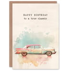 True Classic Pastel Watercolour Vintage Car Lover Birthday Card