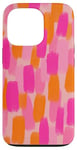 Coque pour iPhone 13 Pro Abstrait, rose avec orange, effet pinceau