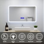 Ocean Sanitaire - Miroir led lumineux tricolore avec anti-buée et Bluetooth Horizontal 120x70cm