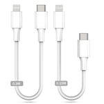 USB C Lightning Cable 30CM+15CM certifié MFi Lot de 2 câbles de chargeur PD courts pour iPhone compatibles avec iPhone 14/13/12/11/SE/xS/xR/x/8/8 Plus/7/6,Airpod,iPad/Air/mini.[W374]