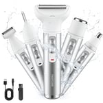 Electric Lady Shaver Cordless 5 in 1 Electric Razor for Women Rechargeable Painless Electric Shaver Bikini Trimmer Wet and Dry Use Female Shaver Hair Removal for Face Legs Eyebrow Nose Underarm