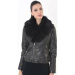 Blouson Kaporal  Blouson Femme coupe perfecto col fourrure Selvi Noir