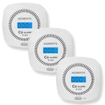 3 Packs Carbon Monoxide Detector - AGSMXSYG Carbon Monoxide Alarms Battery Powered with Digital Display, CO Detectors Alarms Monitor for Home,RV & Kitchen