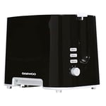 Daewoo Plastic Chrome Toaster, 2 Slice, Removable Crumb Tray, Browning Controls - Black