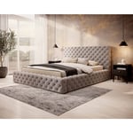 Christiana - lit coffre - 140x200 - sommier inclus - en velours - taupe