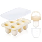 Aolso Tétine Grignoteuse Bébé,Tétine Pour Bébé,Tétine à Fruit Tétine D'alimentation pour Bébé,1pc Grignoteuses+ 1pc Boîte de conservation des aliments pour bébés pour Enfants de 3 à 24 Mois