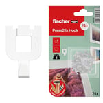 fischer Lot de 3 crochets à tableaux blancs - Montage sans perçage ni outils - Crochets muraux pour fixer des images, des décorations, des horloges, etc. - 24 pièces